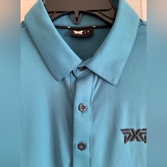 PXG Parsons Extreme Golf Polo Shirt Mens S Aqua Blue Short Sleeve Stretch Logo - Picture 4 of 11